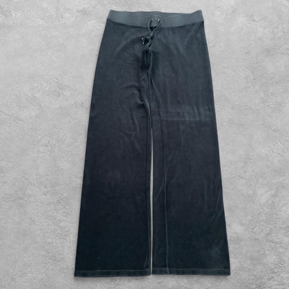 Juicy Couture Velour Flare Track Pants M Charcoal Gray Y2K Made In USA